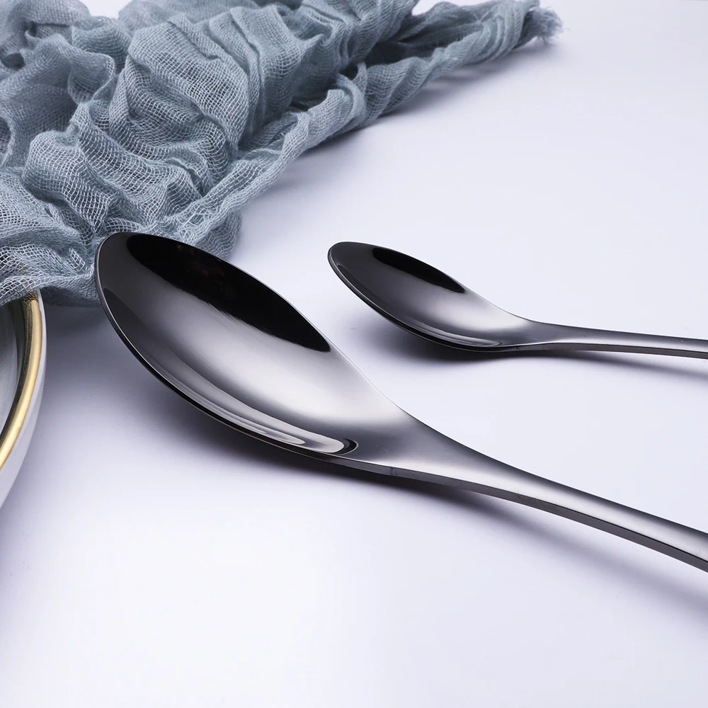 Titanium planted stainless black cutlery 4pcs silverware