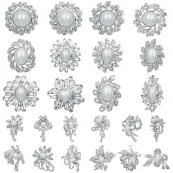 High Quality Lots of 24 Pcs Mixed Small and Medium Size Imitation Pearl Brooch Pins Set for DIY Wedding Bouquets Kit