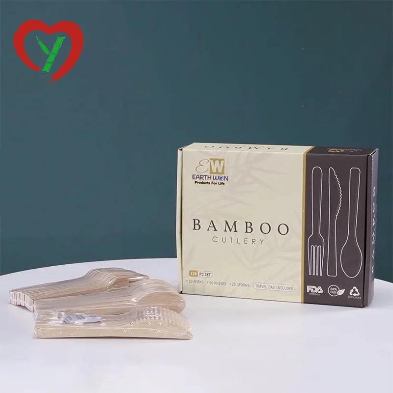 Compostable Eco Friendly Bamboo Cutlery Set Disposable Tableware