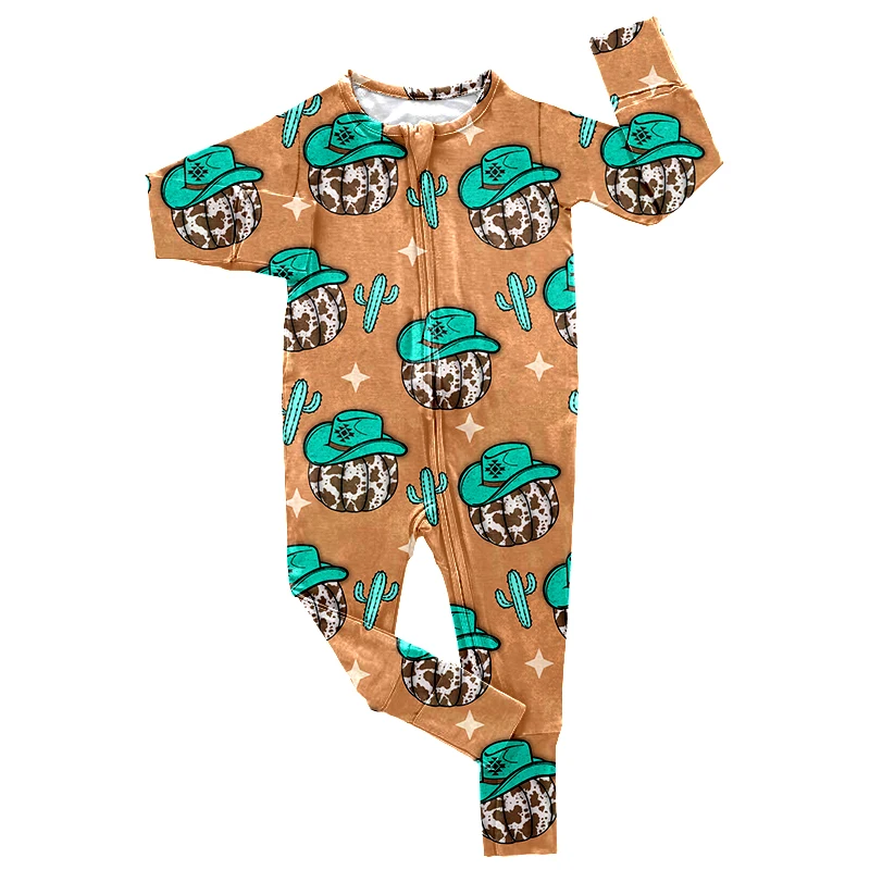 Trending Long Sleeve Romper Bamboo Fabric Custom Print Baby Fold Over Sleeper Wear Boy Girl One Piece Pajamas