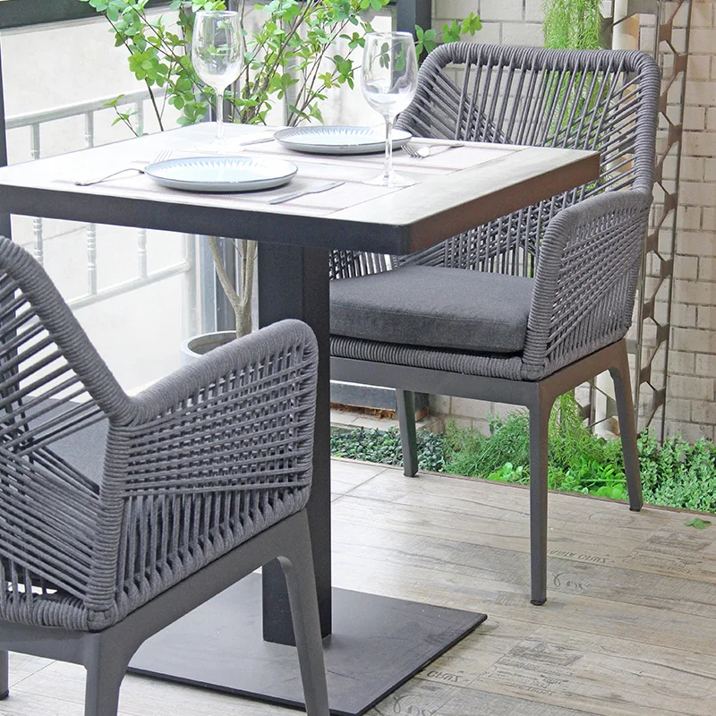 Terrace Outdoor Restaurant Patio Garden Set Furniture Rope Woven Outdoor Dining Chair Patio Rope Chair Furniture