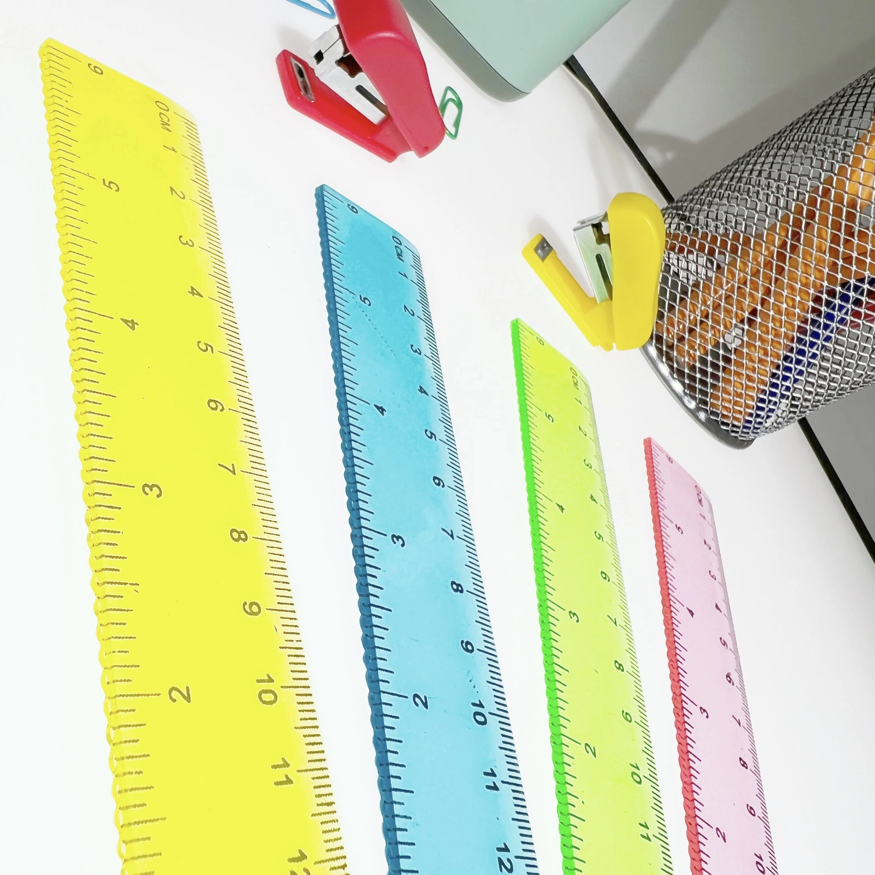15cm Single Wave plastic quilt rulers advertising plastic transparent and colorful student custom logo drawing Straight ruler