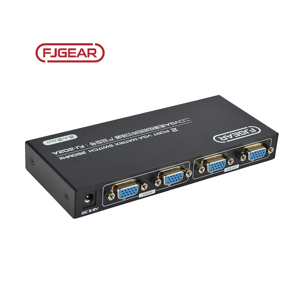 202A Fjgear Hot Selling Two-Port Matrix Selector 1920*1080 250Mhz 2 Port Switch Manual Vga Switch