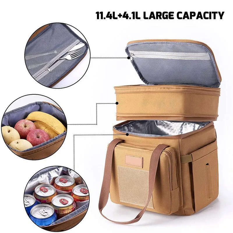 Custom Tactical Insulated Lunch Bag Expandable Insulated Cooler Box Outdoor Camping Picnic Waterproof Leakproof Soft Cooler Bag