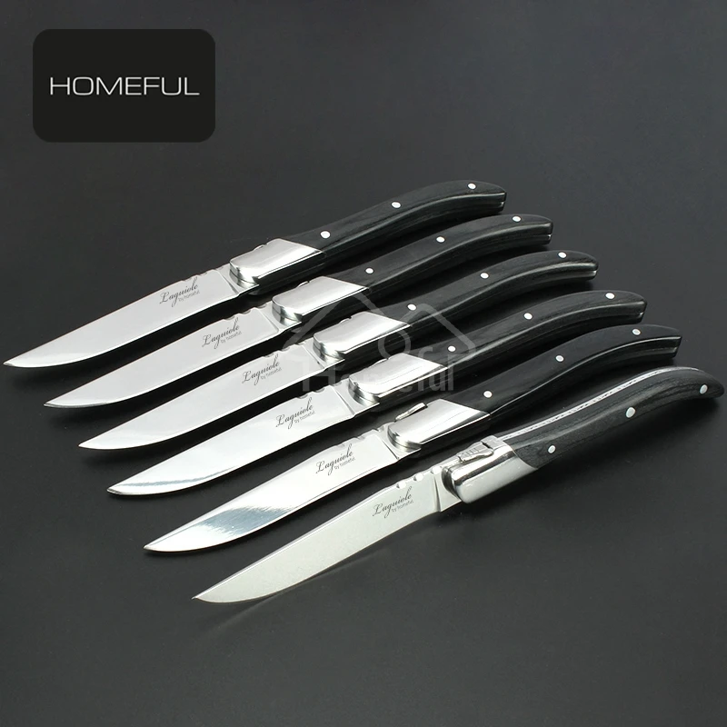 Classic laguiole knife stainless steel steak knife with pakka wood in MDF gift box