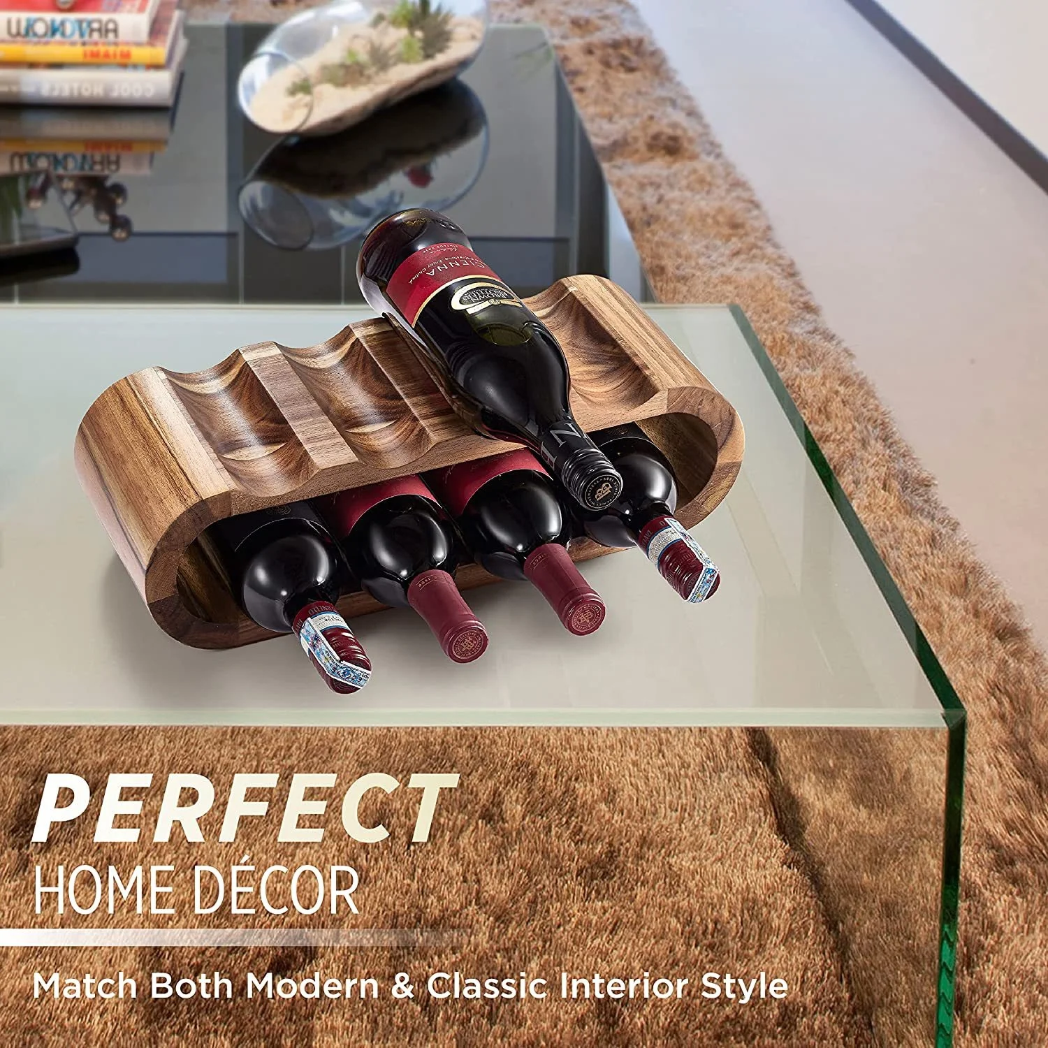 High Quality Glass Bottle Wooden Wine Rack Wall Shelves Display Red Wine Shelf Display rack