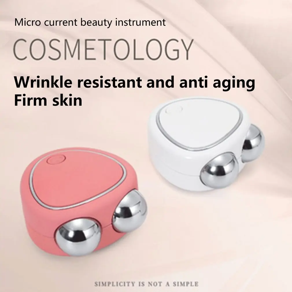 USB Portable Facial Micro-current Beauty Instrument For Lifting Thinning Reducing Edema With Double Roller Massager V-face Tool