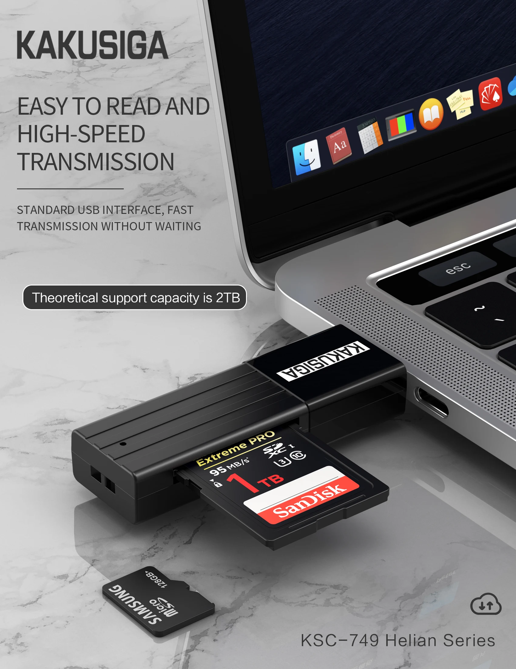 2 in 1 Card Reader USB2.0 KAKU/KAKUSIGA New Arrival OTG ABS 480M/S 5V USB TF SD Reader Memory Card Converter Adapter