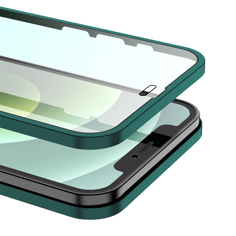  Чехол для телефона с полным покрытием 360 градусов iPhone 12 PC защитный чехол Pro Max закаленным
