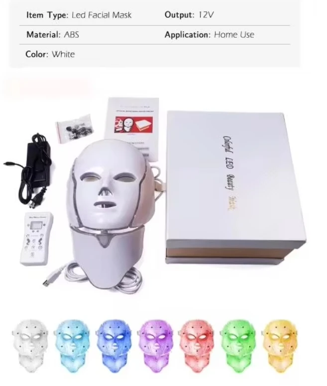 Hot Selling 7-Color LED Photon Light Spa Facial Mask Home Use Beauty & Personal Care Skin Therapy Face & Neck Treatment