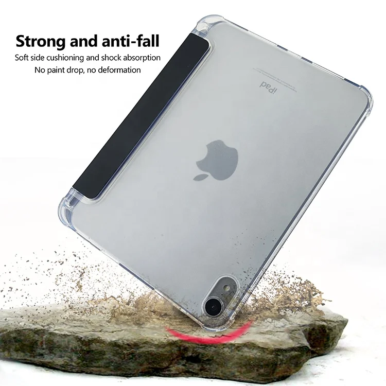New Design Shockproof Tri-fold Case Ultra-slim Flip Leather Clear Tablet Case for iPad Mini 6 2021