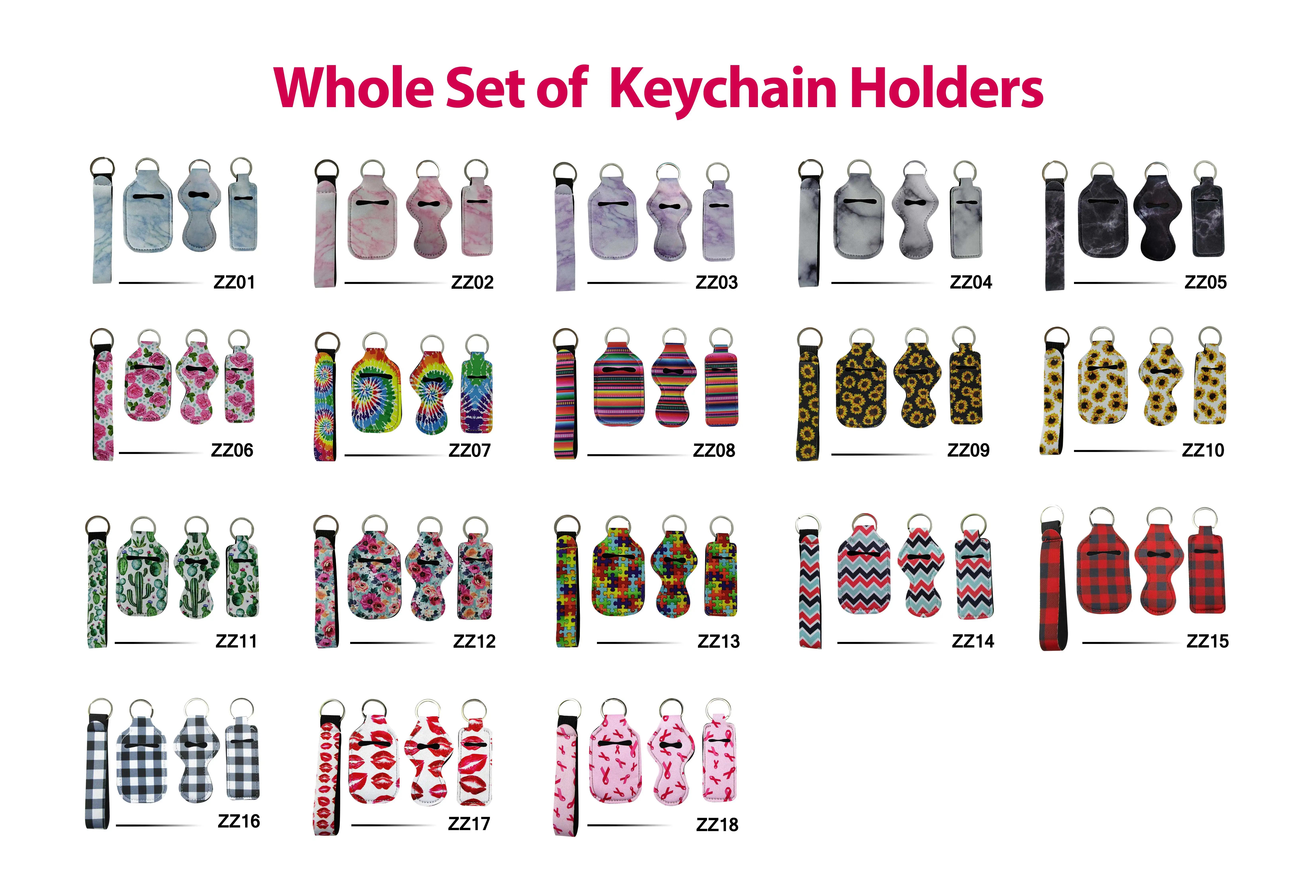 RTS Wholesale Custom Design Wrist Lanyards Keychain Chapstick Lip Gloss Holder Keychains Neoprene