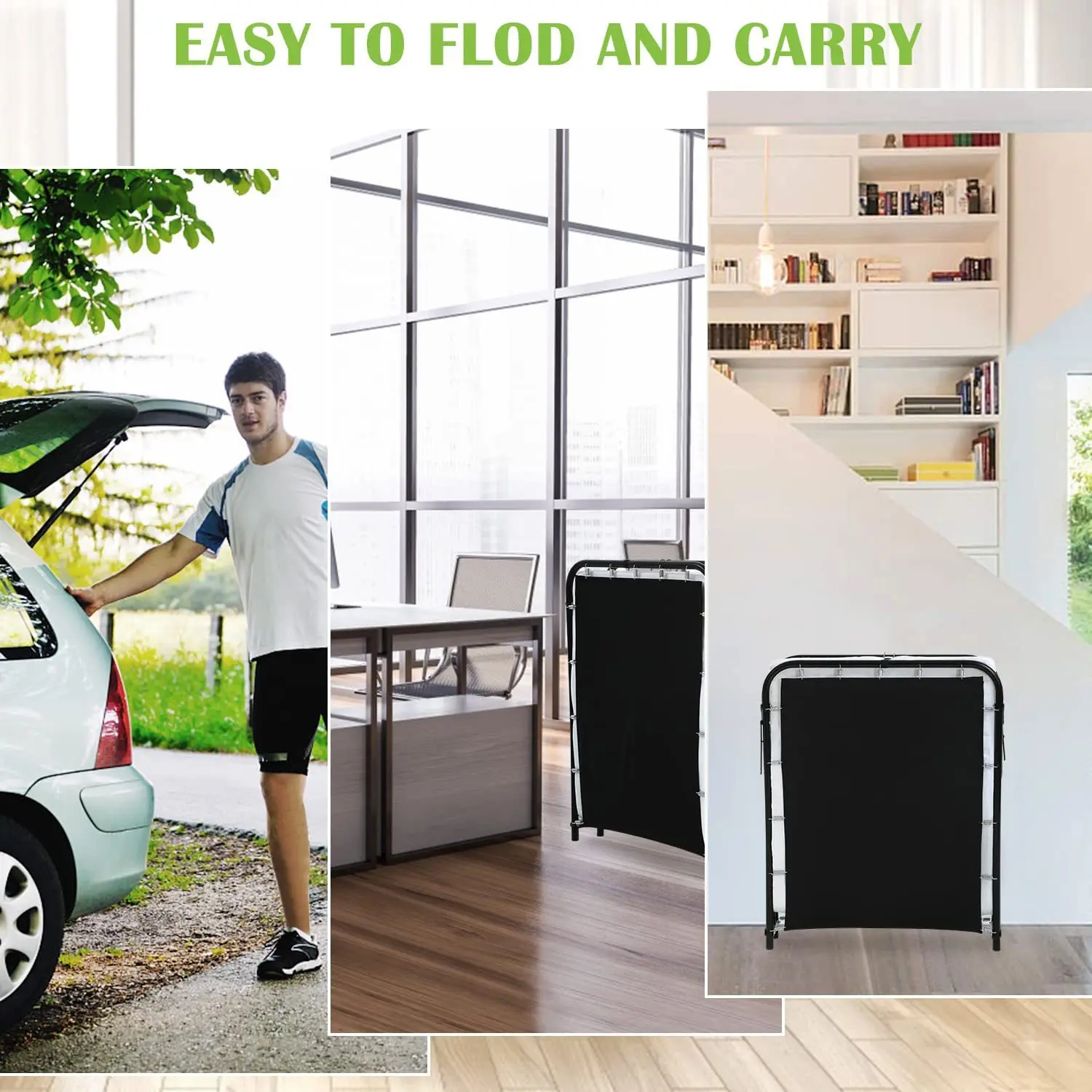 Portable Wall Metal Hospital Home Office iron Guest Folding Sofa Bed with Thick Memory Foam Mattress for Adult Spare Bedroom