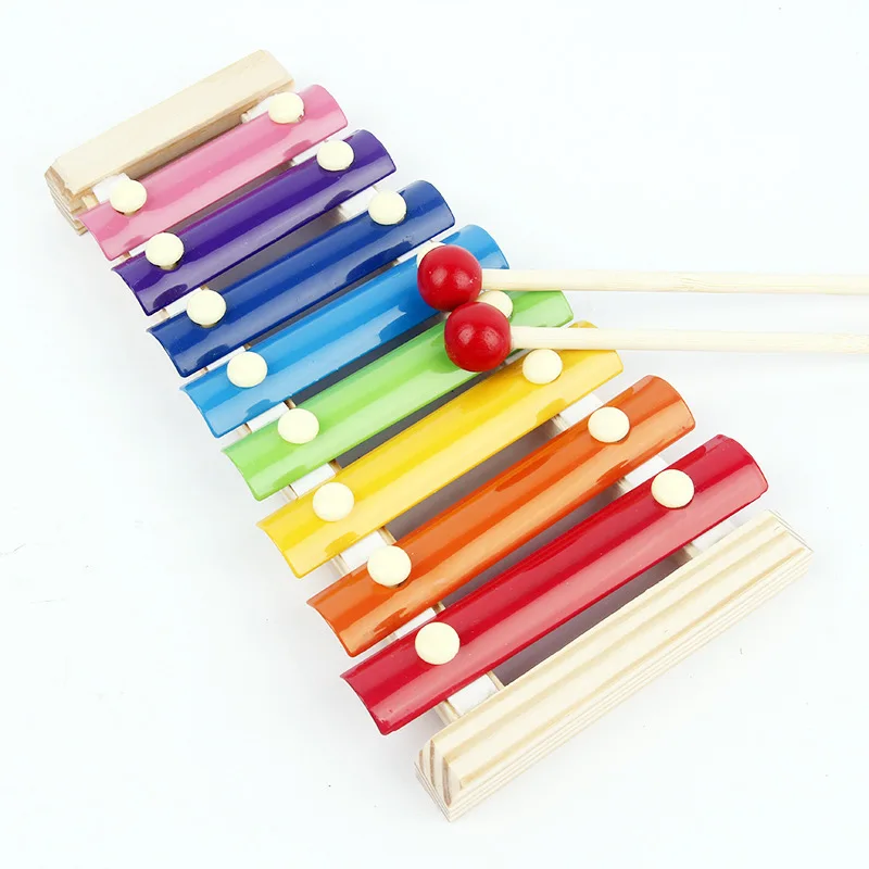 8-tone Hand Knock on Piano Educational Initiation Kids Musical Toys Colorful Wooden 1:20 Scale Wood Toys for Kids Unisex Blister