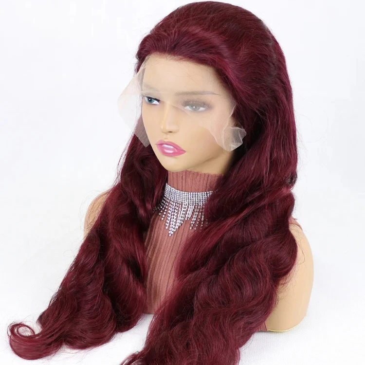 LINALHAIR 99J Burgundy Colored Lace Closure Wigs Body Wave Human Beginner Friendly Wig No Glue No Skill Needed Wear Go Wig