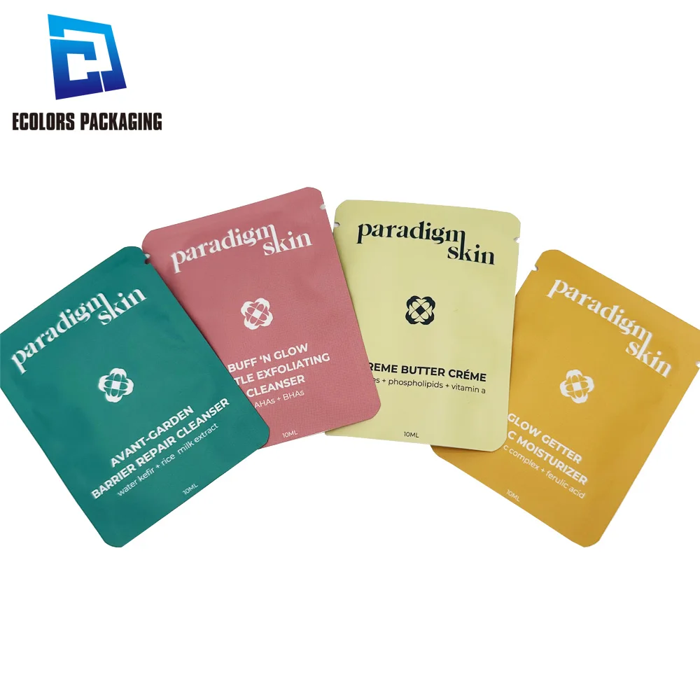 10ml flat empty liquid skincare sample aluminum foil small packets cosmetics 3 sided seal sachets plastic bags