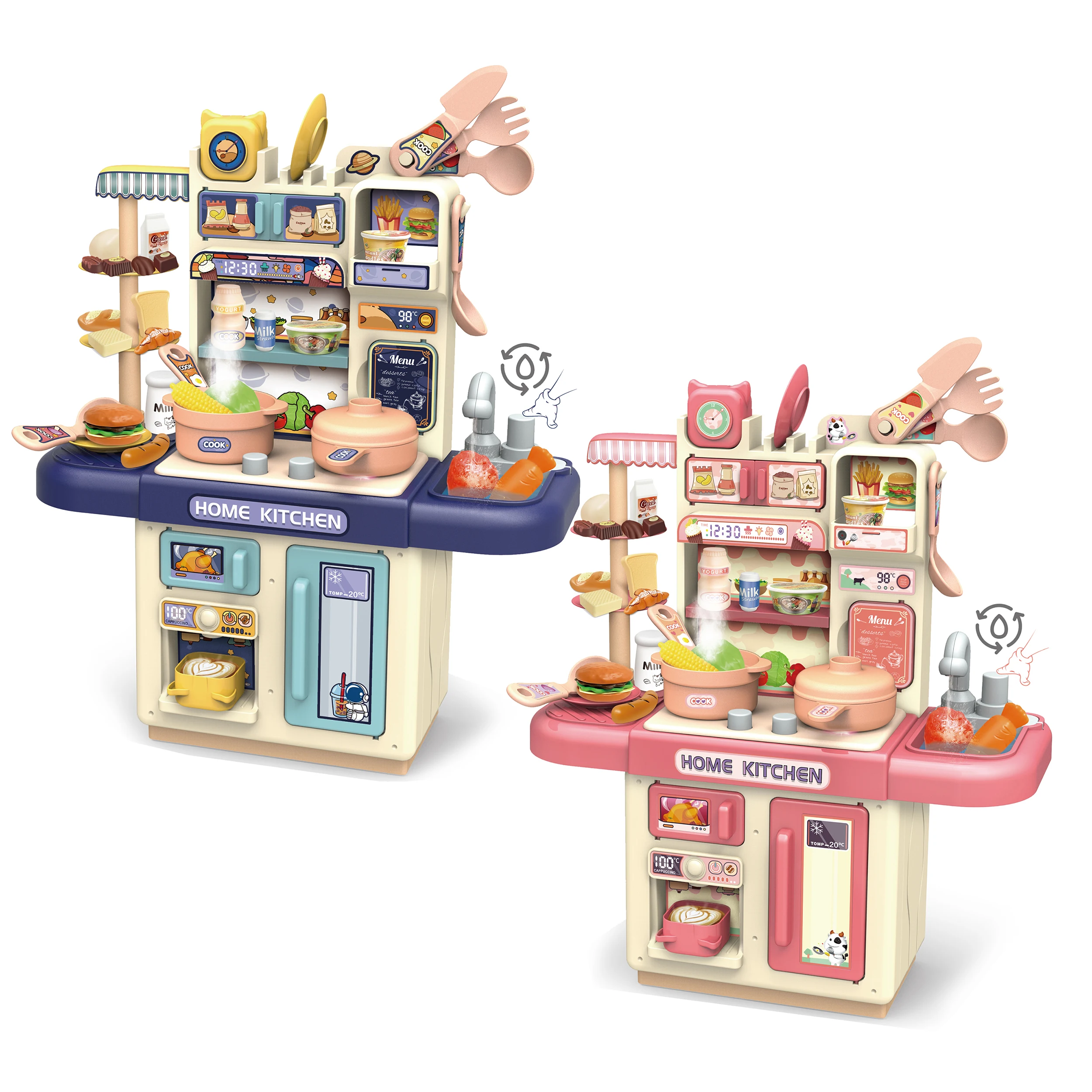 2024 Best Selling Children Role Play Kitchen Kids Toys Mini Kitchen Food Table Cooking Kitchen Set Toys With Light