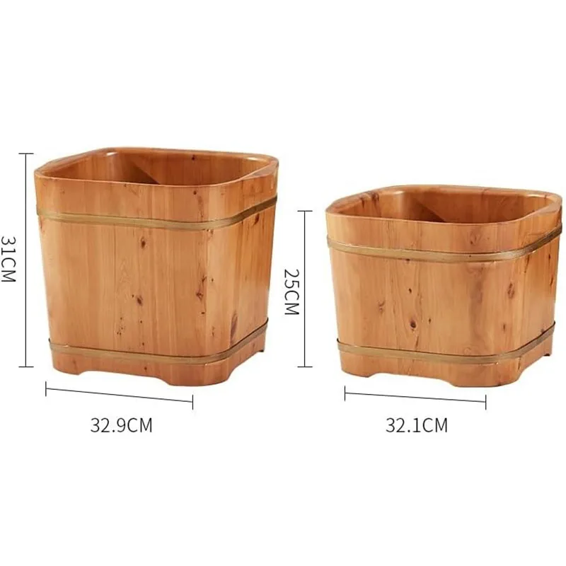 thickened wooden pedicure foot bath bucket spa barrel square basin soak tub with lid massage