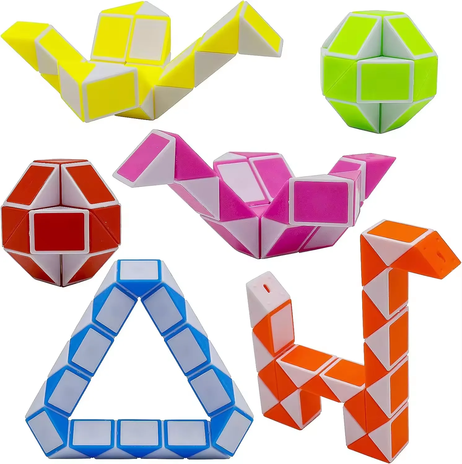 Custom cheap 24 blocks geometric magic snake cube twist puzzle intellect toys for kids