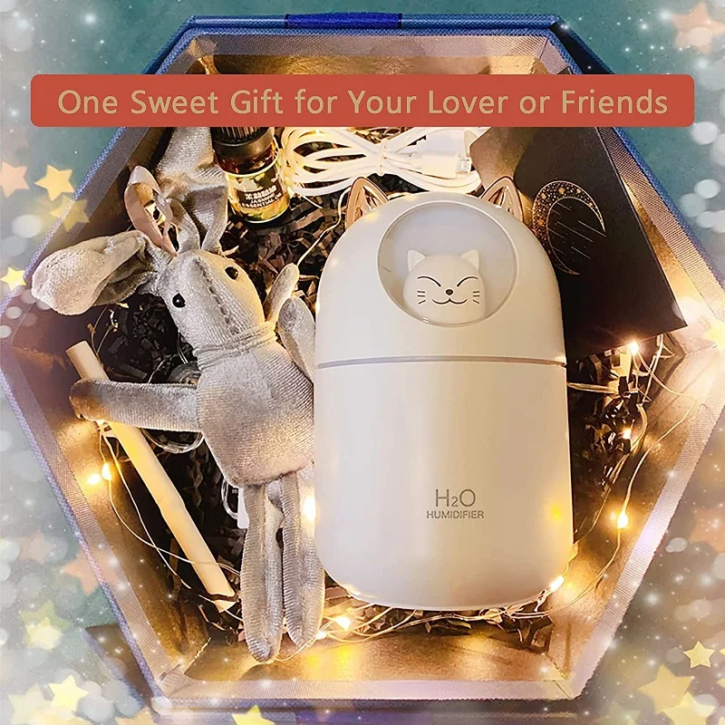 Mini Portable Cute Cat Usb Aroma Diffuser H2o Humidifier Ultrasonic Water Cooling Fog Led Car Air Humidifier