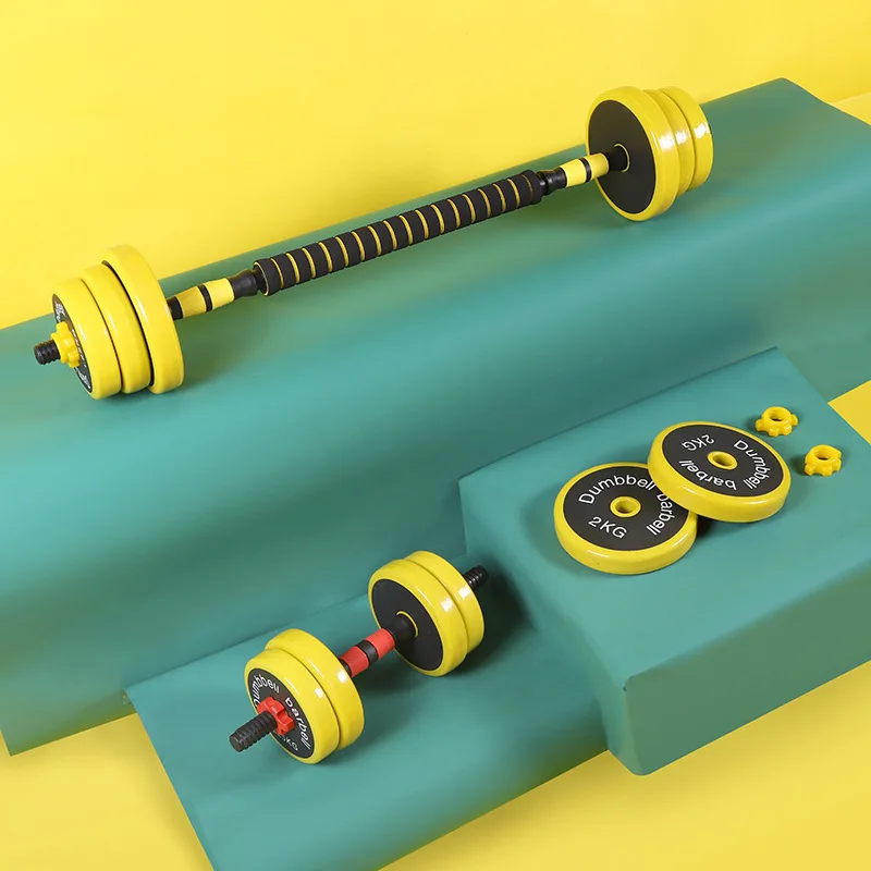 Professional Rubber Coated dumbbell set adjustable dumbbells and barbells adjust 10kg dumbbell set