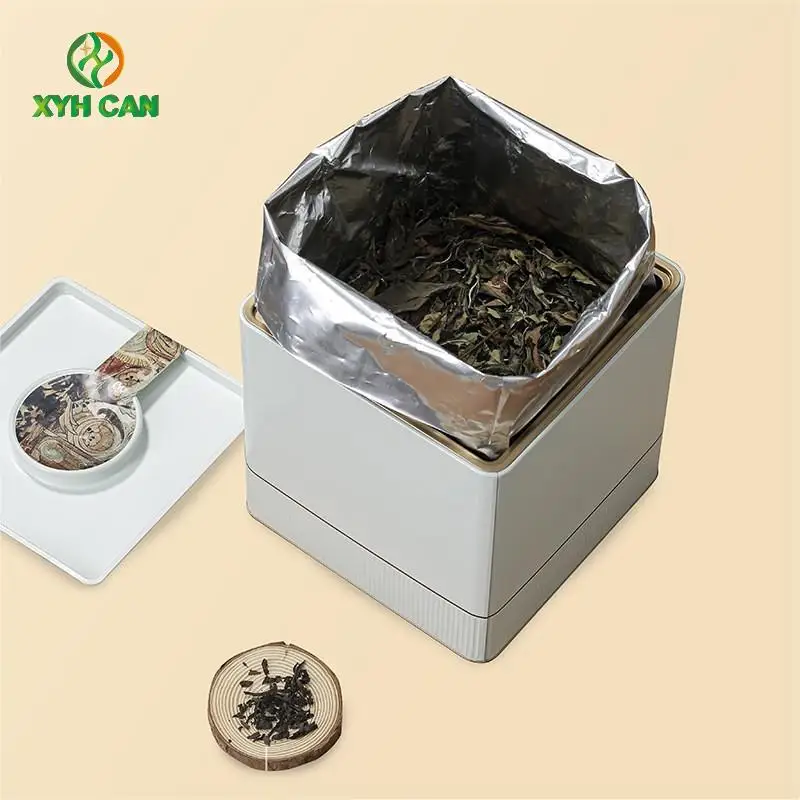 Custom Vintage 500g Square Metal Cans Tinplate Tea Can with Square Sealed Lid