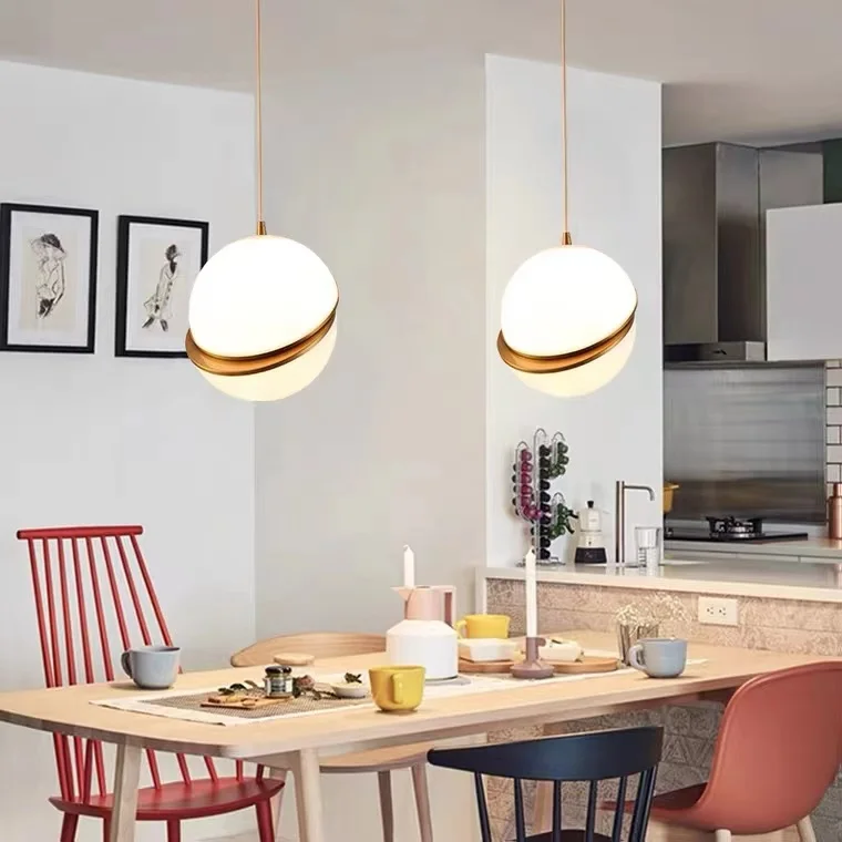 Factory price Nordic modern Chandelier indoor decor art glass round half ball pendant lamp