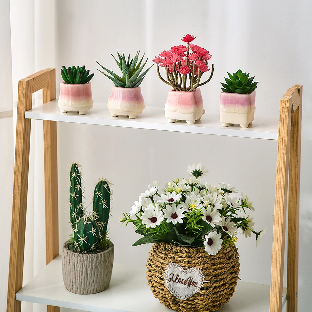 Nordic гостиная украшения суккулентные растения цветочный горшок льда трещины керамические маленький