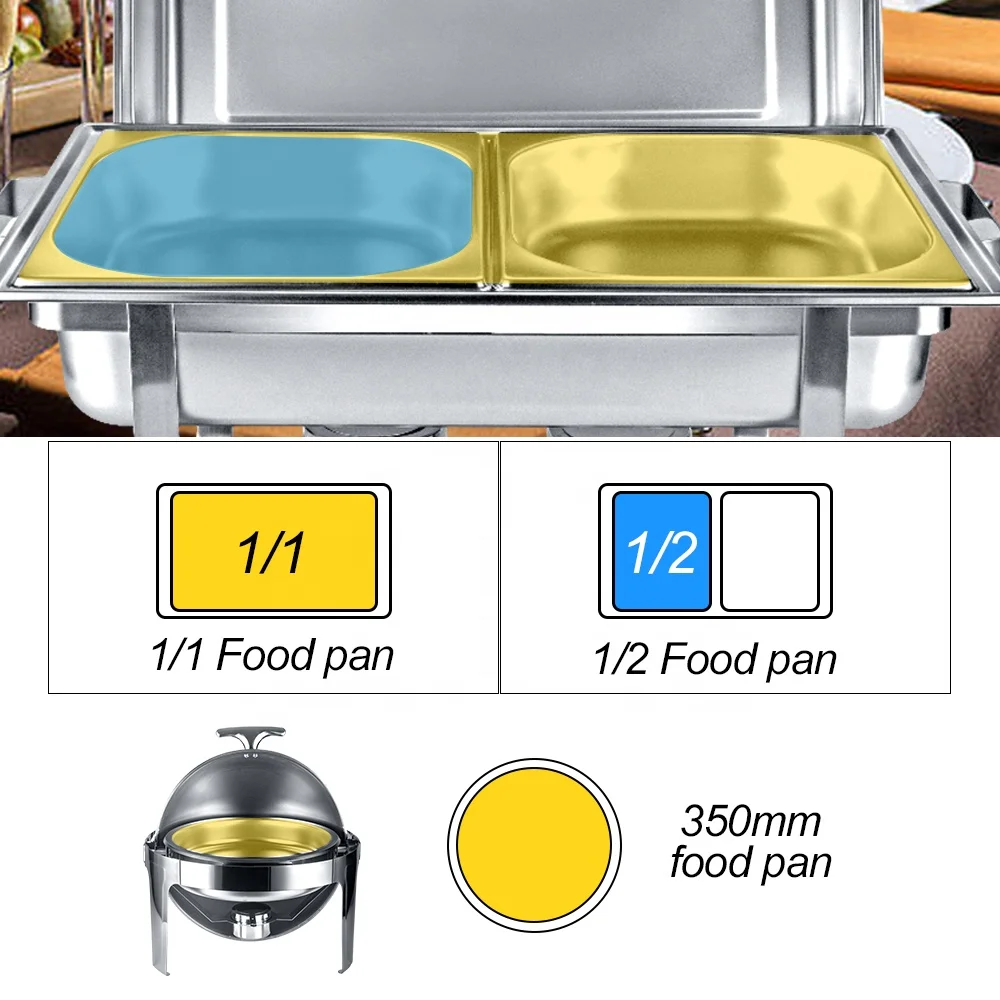 Top Selling Silver Catering Stainless Steel Serving Chefing Dish Food Warmer Chafing For Buffet
