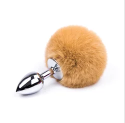 Metal Rabbit Tail Anal Plug 6 Color 3 Sizes Stainless Steel Bunny Fetish Bondage Sex Female Bondage Fox Tail Plugs Butt Plugs