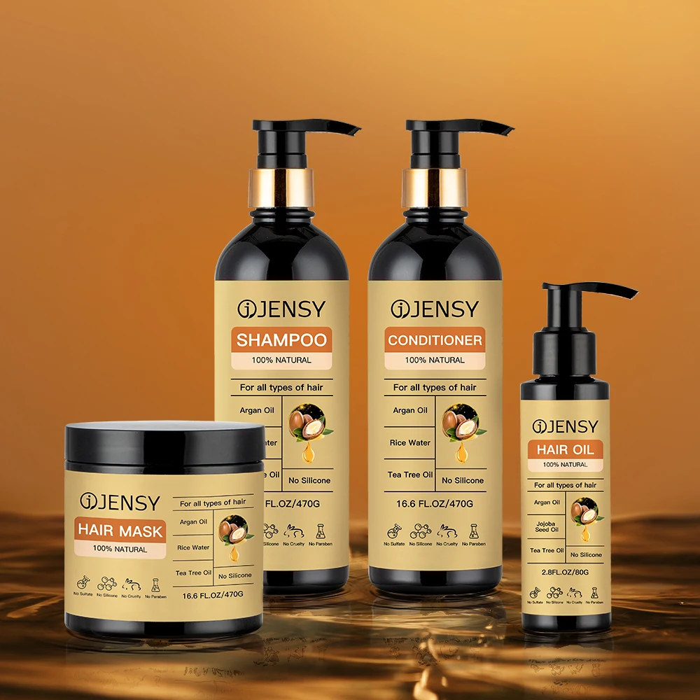 Имбирный шампунь, сульфат, Бесплатная салонная Органическая 100%, натуральный продукт по уходу за волосами, аргановое масло, рисовый водный шампунь и кондиционер, маска для волос