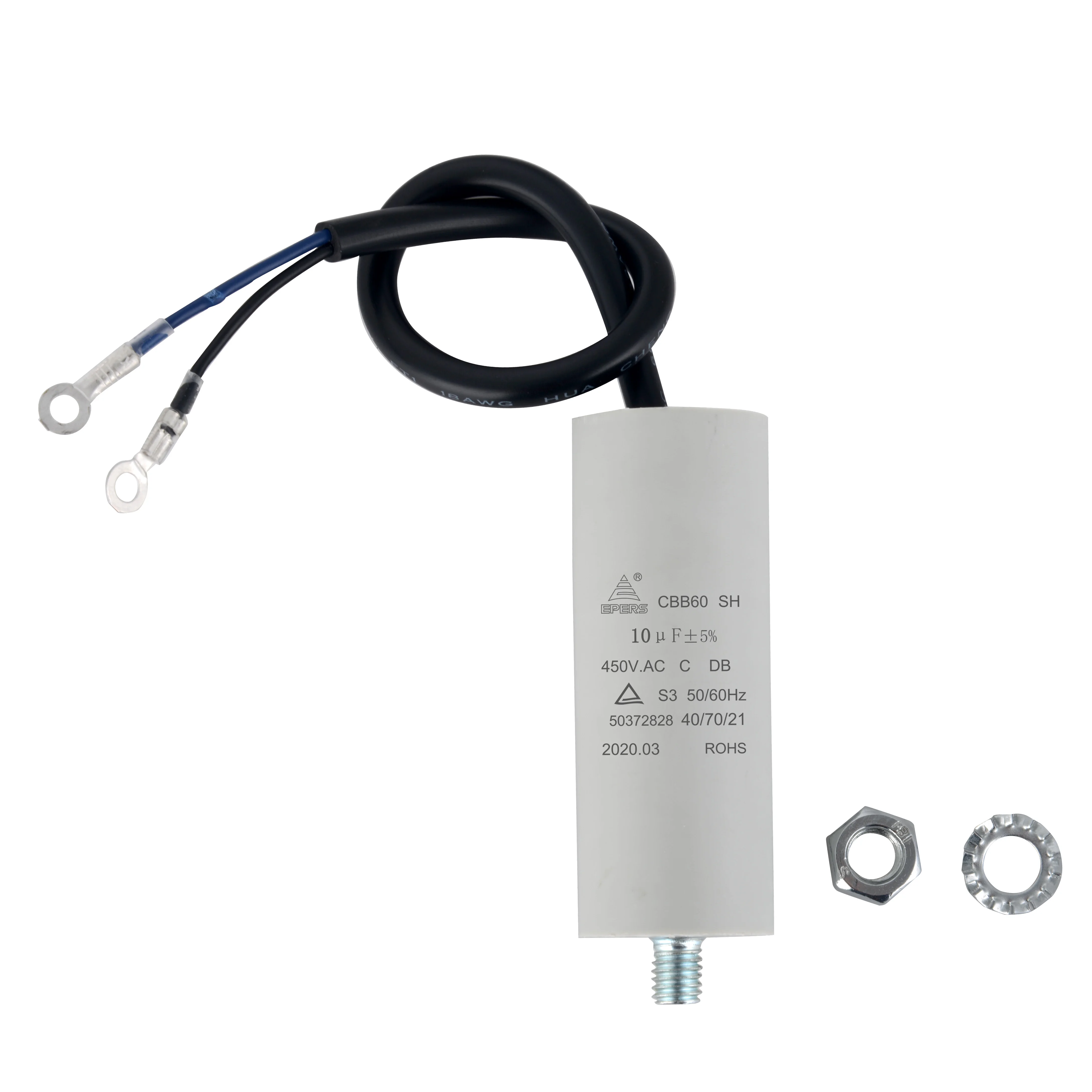 cbb60 2wires 45uf 25/70/21 ac motor capacitor for water pump with screw feet