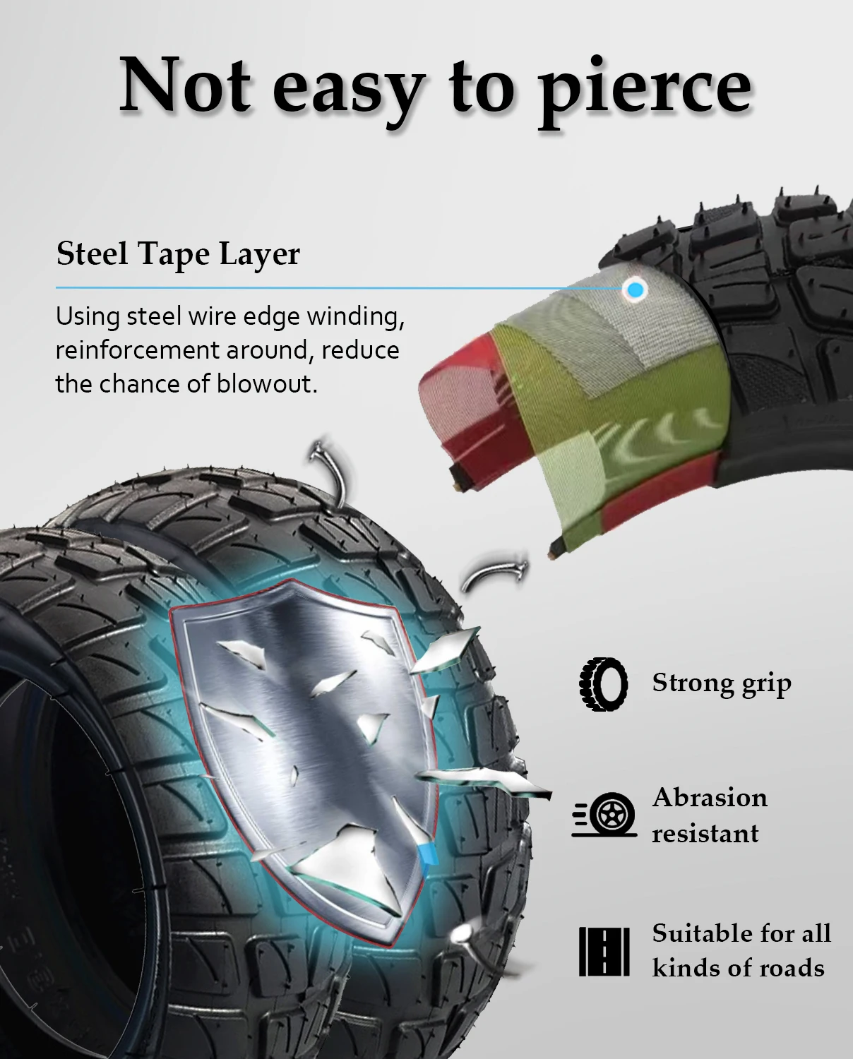 8.5x3.0 Inch Scooter Outer Tire Widened Tread Off-road Tires Shockproof Design for M365 Pro Scooter 8.5 Inch Widen Thicken Tyre