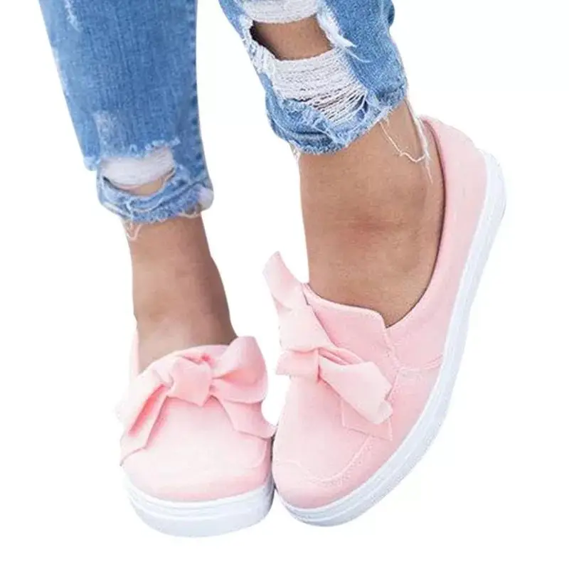 
Women Flats Shoes Round Toe Bow Slip On Platform Sneakers Cute Loafer Shoes 
