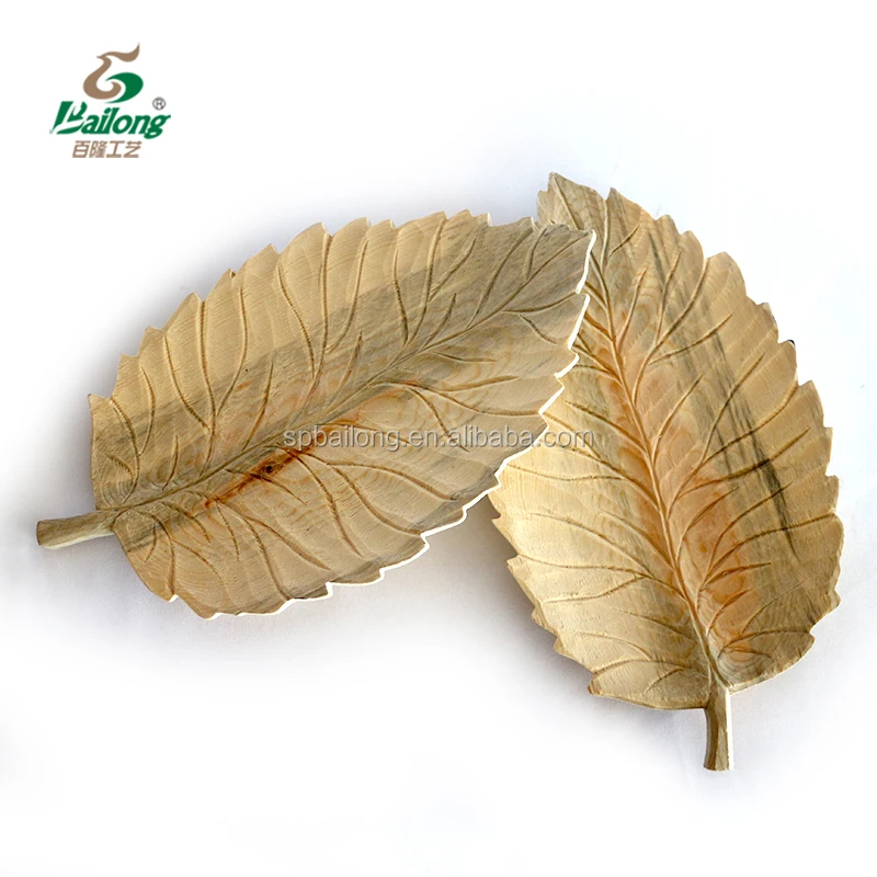 Factory custom rustic unique hand crafted product decorative leaf shape dish serving wood plate