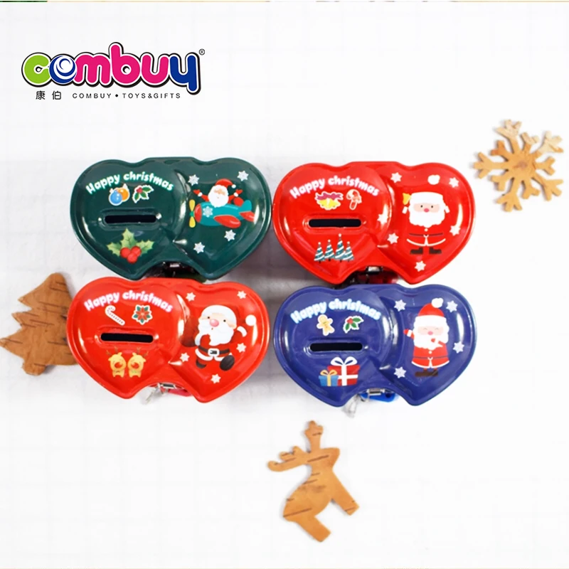 
Cheap christmas heart cion metal tin piggy bank for kids gift 