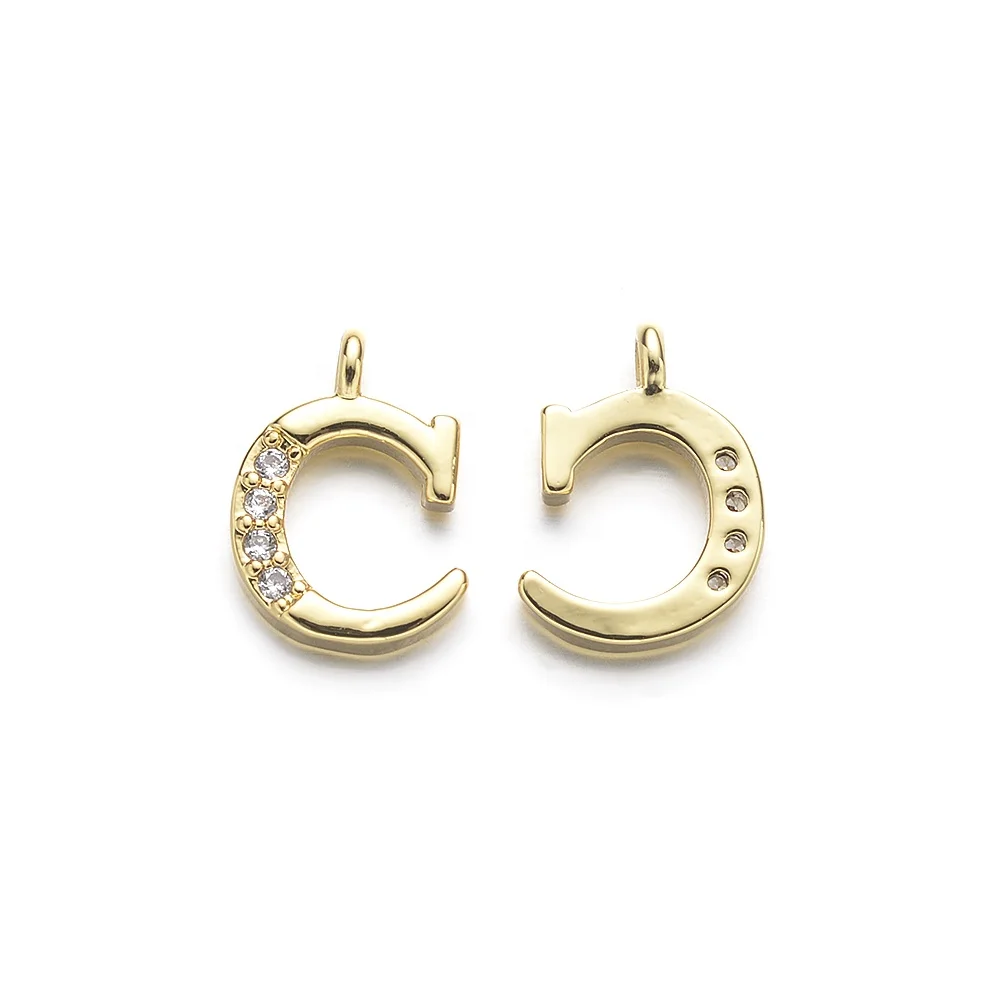 Cliobeads Gold Plated DIY Jewelry Charms CZ Letter Alphabet Pendants Charms