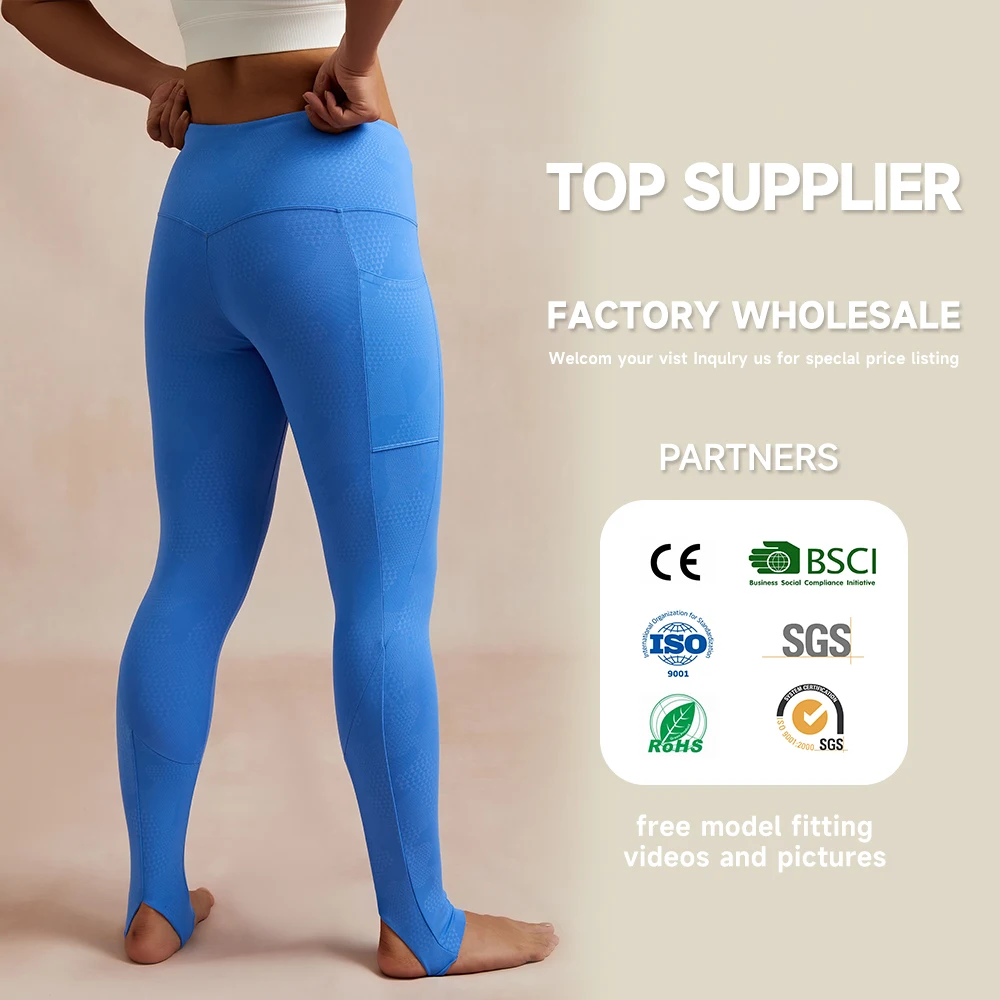 Luckpanther Breathable Women High Waist Step On Embossing Process Leggings Slim Bodybuilding Women Leggings With Pocket