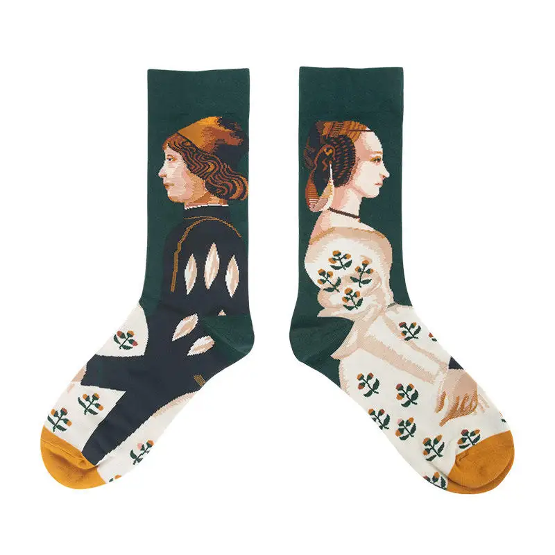 Custom Jacquard Socks Vintage Crew Unisex Designer Socks Custom Design