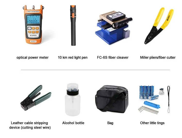 Ftth Set Bag Crimping Connector Cleaning Cable Optical Fiber Optic Termination Tool Kit Equipment