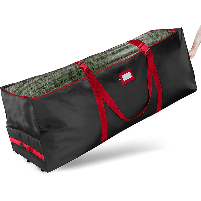 China Supplier Large Christmas Tree Bag Waterproof 600D Oxford Canvas Clear Window Christmas Tree Storage Bag