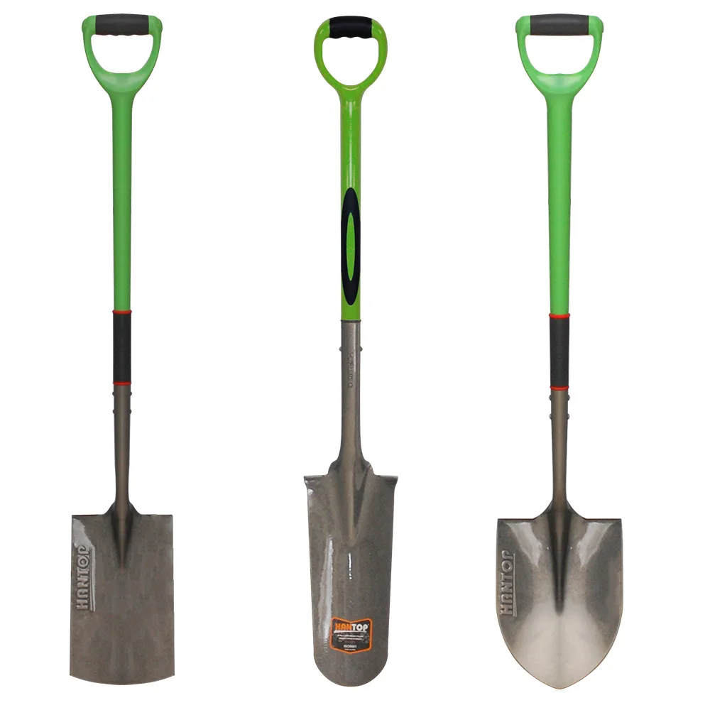 Hantop high quality  ERGO steel tube pvc coated+TPR grip garden shovel spade and garden fork factory