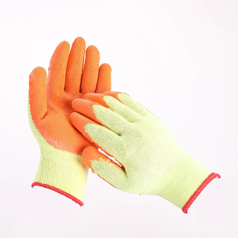 Cotton Yarn Latex Wrinkled Coated Dipped Safety Work Hand Protection Glove for Gardening Household Construction