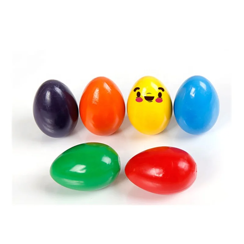 
6 colors cute solid egg crayons easter egg shape for children painting 