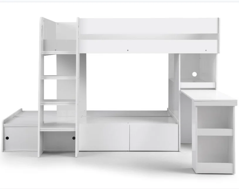 Bedroom Furniture Adults Kids  Wood Bunk Bed Children Double Deck Bed in white