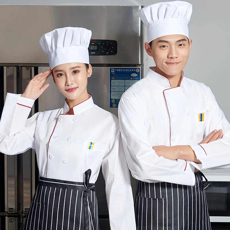 Good quality white kitchen work clothes long sleeved short sleeved Chef work clothes hotel cooking uniform