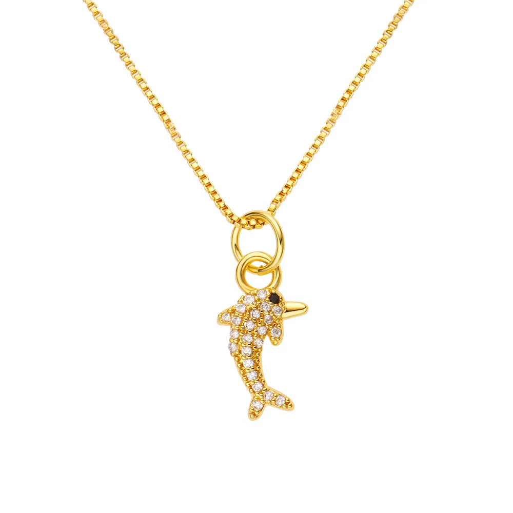gold plated sea animal dolphin pendant women necklace jewelry