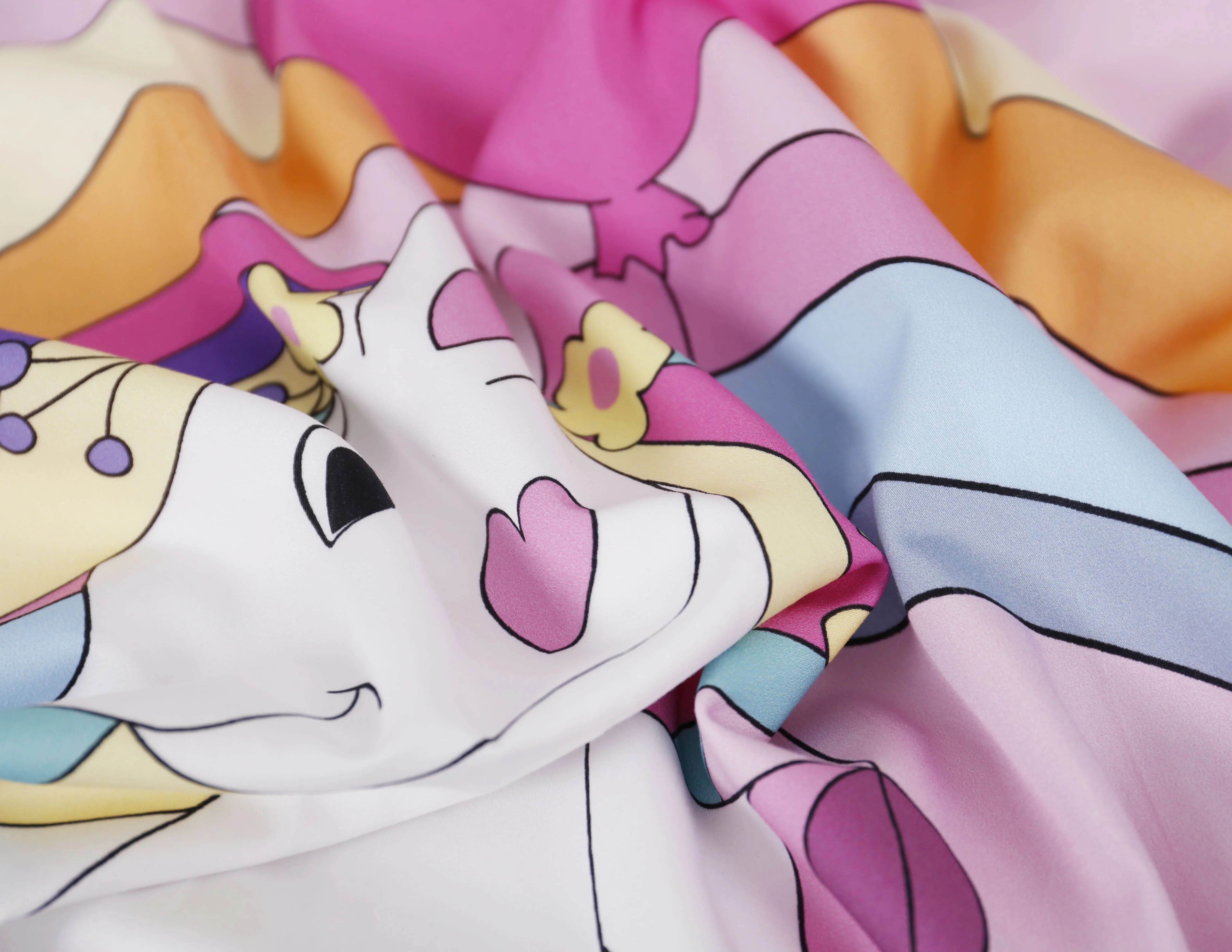 New Arrival kid unicorn cartoon bedding set 100% cotton custom four pcs set