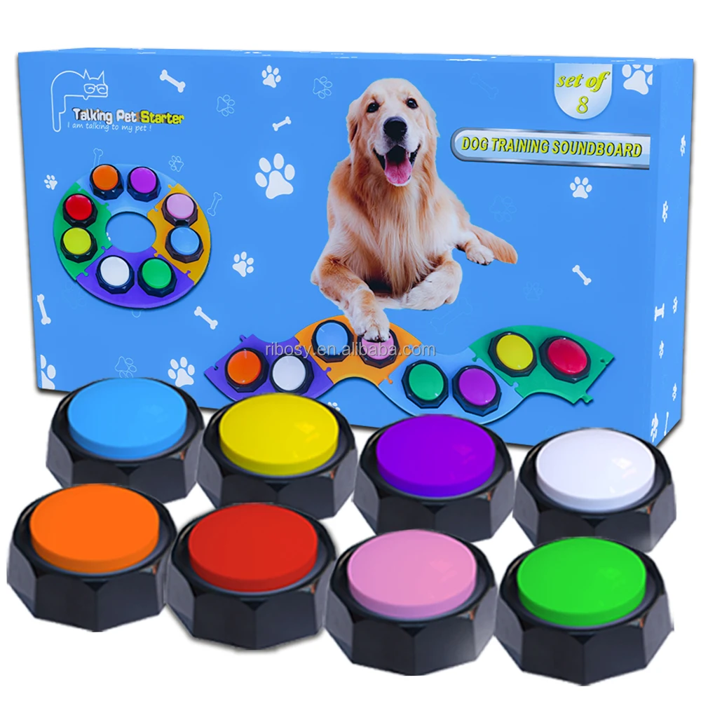 Set of 8 Custom Dog Recordable Buttons, Dog Training Buzzers for Communication, Teach Your Dog to Talk