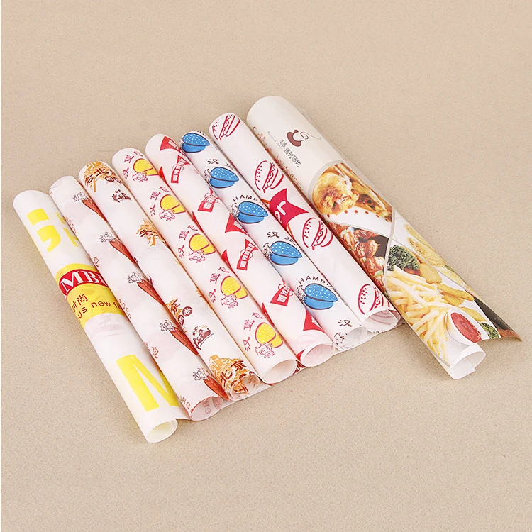 wholesale custom food grade pe coated greaseproof sandwich paper packaging and burger paper sheet for food wrapping